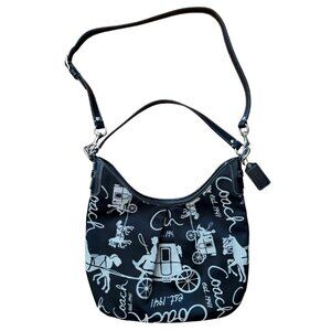 Coach Vintage Horse And Carriage F14480 Hobo Shoulder Bag & Matching Pouch Black